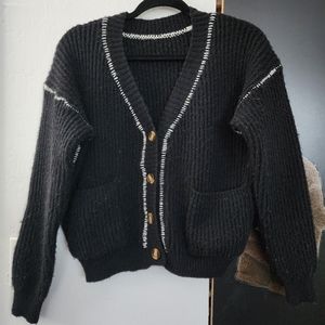 Black knit cardigan